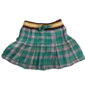 Mini Boden Multicolor Plaid Skirt with Striped Waistband 18-24 Months